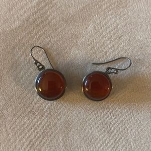 Carnelian and sterling, silver earrings